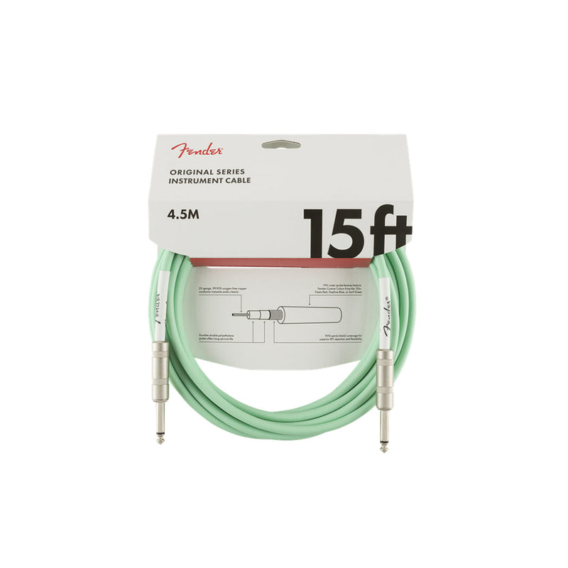 Fender Original Series 4.5M (15') Instrument Cable Surf Green - CABLES - FENDER - TOMS The Only Music Shop