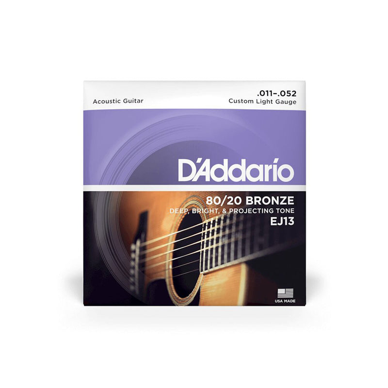 D'Addario EJ13 11-52 Custom Light Set Bronze Acoustic Guitar Strings - ACOUSTIC GUITAR STRINGS - D'ADDARIO - TOMS The Only Music Shop