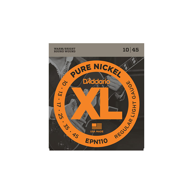 D'Addario EPN110 Pure Nickel Electric Guitar Regular Light Strings - GUITAR STRINGS - D'ADDARIO - TOMS The Only Music Shop