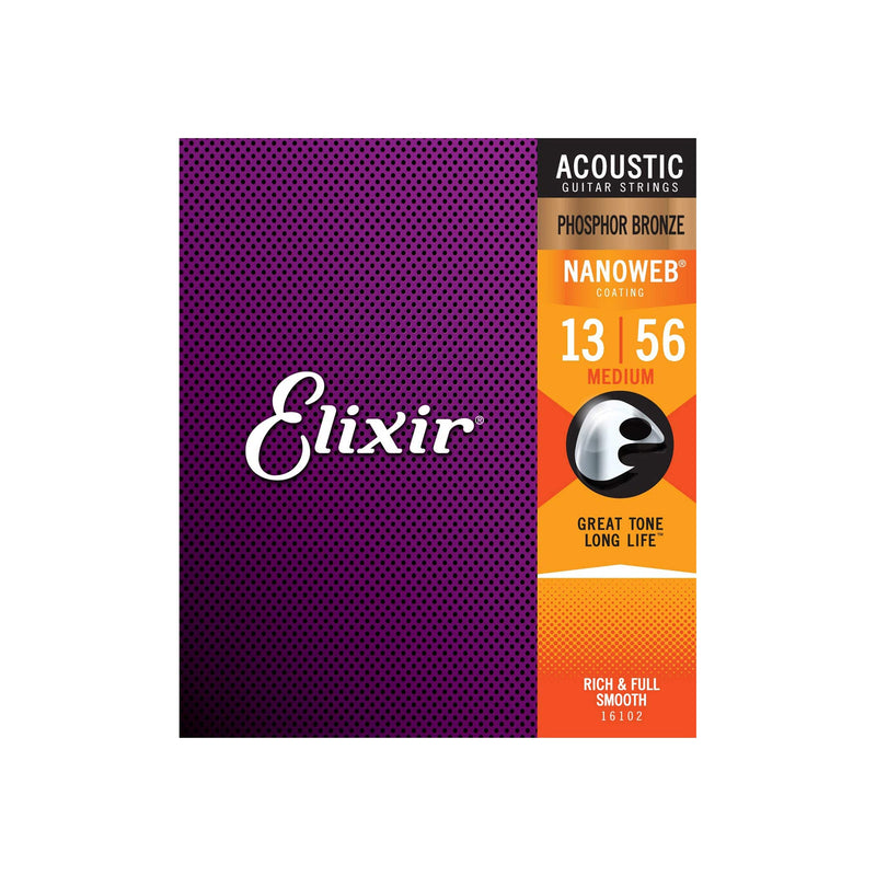 Elixir ES16102 13-56 Nanoweb Phosphor Bronze Acoustic Guitar Strings - ACOUSTIC GUITAR STRINGS - ELIXIR - TOMS The Only Music Shop