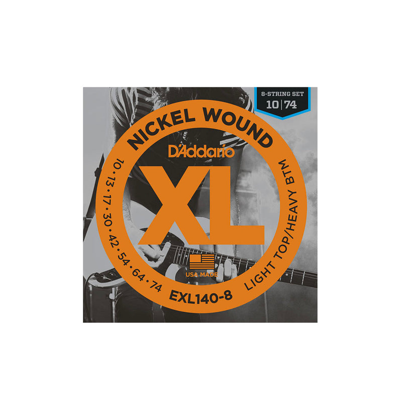 D'Addario EXL140-8 Nickel Wound Electric Strings - .010-.074 8-string Light Top/Heavy Bottom - GUITAR STRINGS - D'ADDARIO - TOMS The Only Music Shop