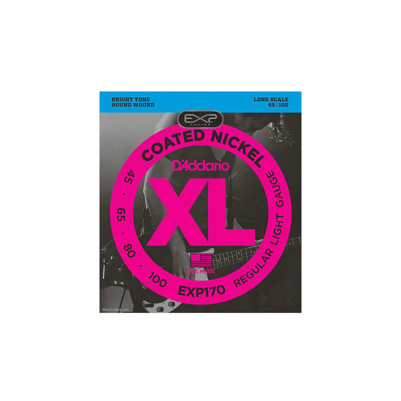 D'Addario EXP170 45-100 Coated Nickel Wound Bass Light Long Scale 4 String Bass Guitar Strings - BASS GUITAR STRINGS - D'ADDARIO - TOMS The Only Music Shop