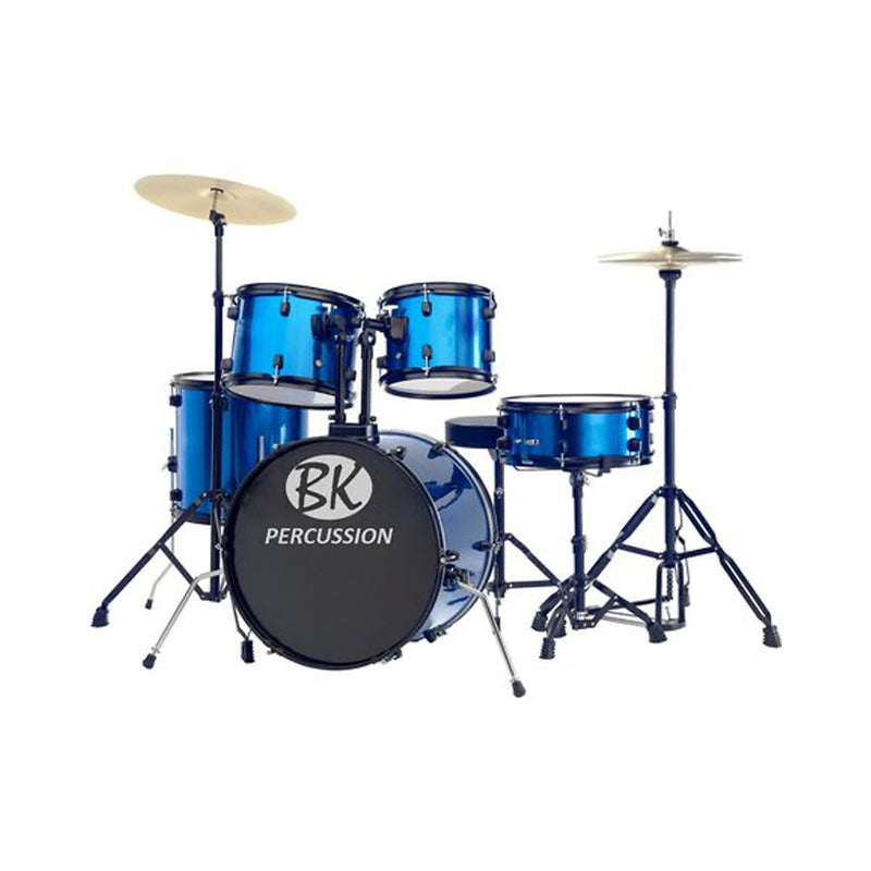 BK Percussion KTSBKFT900B 5pc Drumset With Hardware & Cymbals Blue - ACOUSTIC DRUM KITS - BK PERCUSSION TOMS The Only Music Shop