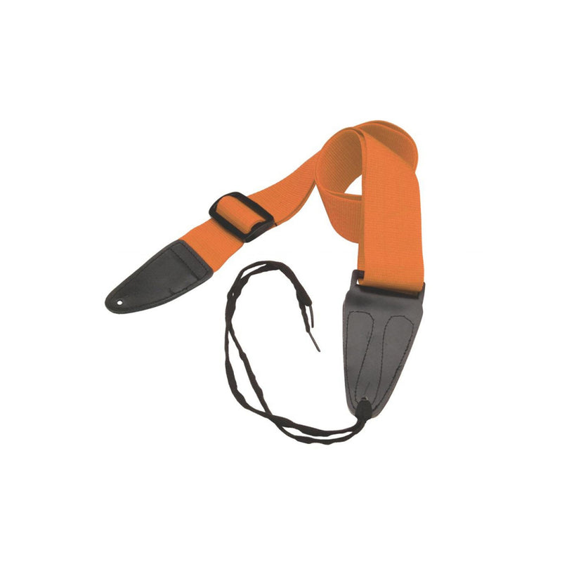 On-stage Guitar Strap With Leather Ends In Orange - GUITAR STRAPS - ON-STAGE - TOMS The Only Music Shop