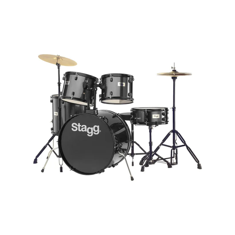 Stagg STAG-TIM122B BK 5 Piece Drumset With Hardware and Cymbals Black - ACOUSTIC DRUM KITS - STAGG TOMS The Only Music Shop