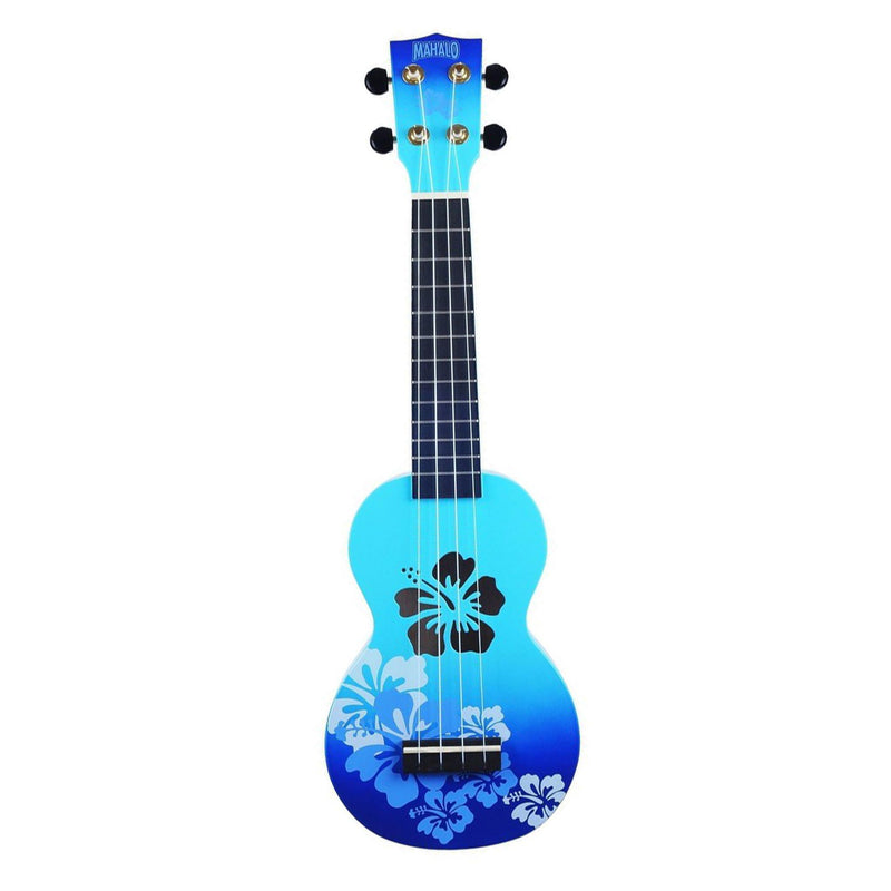 Mahalo TE-MD1HBBUB Hibiscus Soprano Ukulele Hibiscus Blue Burst Guitar